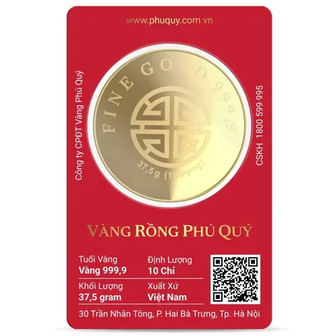 Thẻ card vàng rồng Phú Quý thiết kế sang trọng tại Kim Ngân Phú Quý