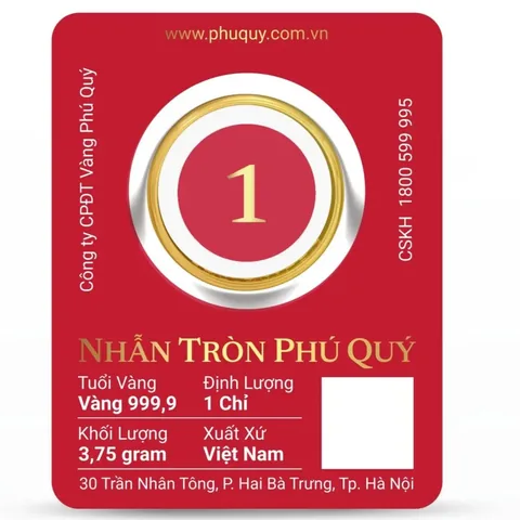Nhẫn tròn Phú Quý 1 chỉ (mặt số) tại website Kim Ngân Phú Quý