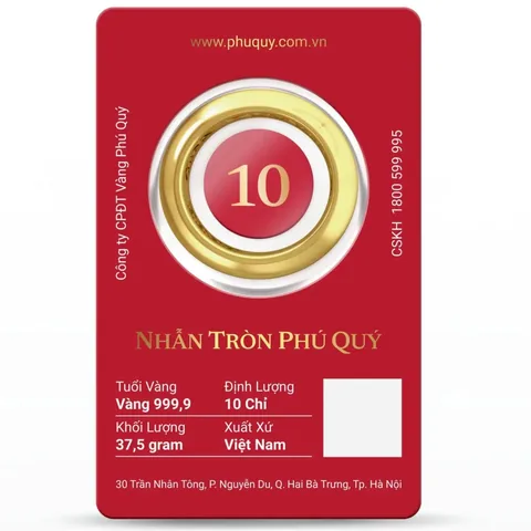 Nhẫn tròn Phú Quý 10 chỉ (mặt số) tại Kim Ngân Phú Quý