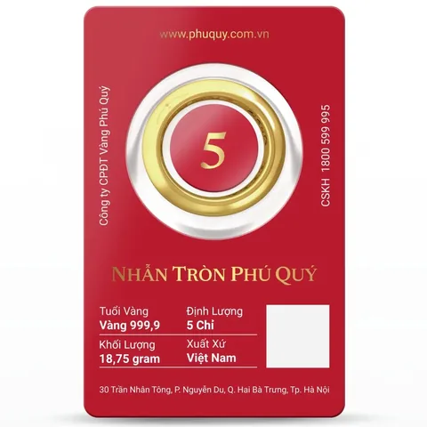Nhẫn tròn Phú Quý 5 chỉ (mặt số) tại website Kim Ngân Phú Quý